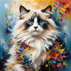 Expressive Ragdoll Cat in Dream State with Passionate Hues Art Print