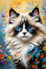 Expressive Ragdoll Cat in Dream State with Passionate Hues Art Print