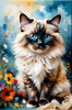 Expressive Ragdoll Cat in Dream State with Passionate Hues Art Print