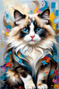 Expressive Ragdoll Cat in Dream State with Passionate Hues Art Print