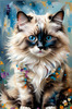 Expressive Ragdoll Cat in Dream State with Passionate Hues Art Print