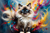 Expressive Ragdoll Cat in Dream State with Passionate Hues Art Print