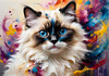 Expressive Ragdoll Cat in Dream State with Passionate Hues Art Print