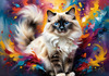 Expressive Ragdoll Cat in Dream State with Passionate Hues Art Print