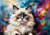 Expressive Ragdoll Cat in Dream State with Passionate Hues Art Print