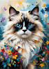 Expressive Ragdoll Cat in Dream State with Passionate Hues Art Print