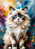 Expressive Ragdoll Cat in Dream State with Passionate Hues Art Print