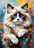 Expressive Ragdoll Cat in Dream State with Passionate Hues Art Print