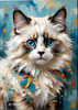 Expressive Ragdoll Cat in Dream State with Passionate Hues Art Print