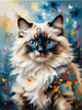 Expressive Ragdoll Cat in Dream State with Passionate Hues Art Print