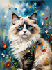 Expressive Ragdoll Cat in Dream State with Passionate Hues Art Print