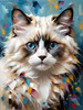 Expressive Ragdoll Cat in Dream State with Passionate Hues Art Print