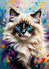 Expressive Ragdoll Cat in Dream State with Passionate Hues Art Print