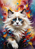 Expressive Ragdoll Cat in Dream State with Passionate Hues Art Print