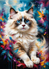 Expressive Ragdoll Cat in Dream State with Passionate Hues Art Print