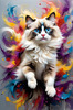 Expressive Ragdoll Cat in Dream State with Passionate Hues Art Print
