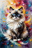Expressive Ragdoll Cat in Dream State with Passionate Hues Art Print