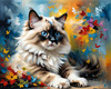 Expressive Ragdoll Cat in Dream State with Passionate Hues Art Print