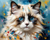 Expressive Ragdoll Cat in Dream State with Passionate Hues Art Print