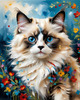Expressive Ragdoll Cat in Dream State with Passionate Hues Art Print