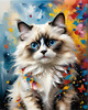Expressive Ragdoll Cat in Dream State with Passionate Hues Art Print