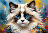 Expressive Ragdoll Cat in Dream State with Passionate Hues Art Print