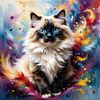 Expressive Ragdoll Cat in Dream State with Passionate Hues Art Print