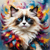 Expressive Ragdoll Cat in Dream State with Passionate Hues Art Print