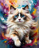 Expressive Ragdoll Cat in Dream State with Passionate Hues Art Print