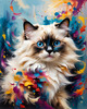 Expressive Ragdoll Cat in Dream State with Passionate Hues Art Print