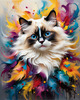 Expressive Ragdoll Cat in Dream State with Passionate Hues Art Print