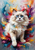 Expressive Ragdoll Cat in Dream State with Passionate Hues Art Print