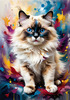 Expressive Ragdoll Cat in Dream State with Passionate Hues Art Print