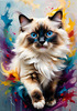 Expressive Ragdoll Cat in Dream State with Passionate Hues Art Print