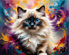 Expressive Ragdoll Cat in Dream State with Passionate Hues Art Print