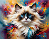 Expressive Ragdoll Cat in Dream State with Passionate Hues Art Print