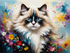 Expressive Ragdoll Cat in Dream State with Passionate Hues Art Print