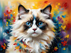 Expressive Ragdoll Cat in Dream State with Passionate Hues Art Print