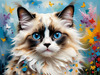 Expressive Ragdoll Cat in Dream State with Passionate Hues Art Print