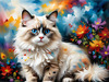 Expressive Ragdoll Cat in Dream State with Passionate Hues Art Print