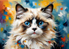 Expressive Ragdoll Cat in Dream State with Passionate Hues Art Print