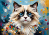 Expressive Ragdoll Cat in Dream State with Passionate Hues Art Print