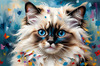 Expressive Ragdoll Cat in Dream State with Passionate Hues Art Print