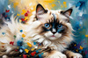 Expressive Ragdoll Cat in Dream State with Passionate Hues Art Print