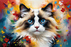 Expressive Ragdoll Cat in Dream State with Passionate Hues Art Print
