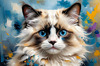 Expressive Ragdoll Cat in Dream State with Passionate Hues Art Print
