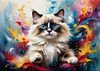 Expressive Ragdoll Cat in Dream State with Passionate Hues Art Print