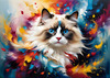 Expressive Ragdoll Cat in Dream State with Passionate Hues Art Print