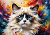 Expressive Ragdoll Cat in Dream State with Passionate Hues Art Print