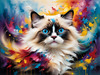 Expressive Ragdoll Cat in Dream State with Passionate Hues Art Print